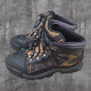 Timberland ACT Hiking Boots Mens Size 7 Brown Black Leather Trail Outdoor